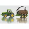 Siku 1954 - John Deere Tractor Met Bomenaanhanger 1:50